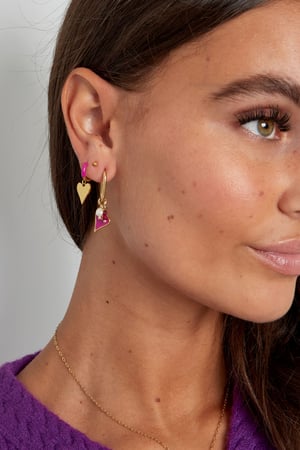 Earrings colorful heart - Gold color/green h5 Picture2