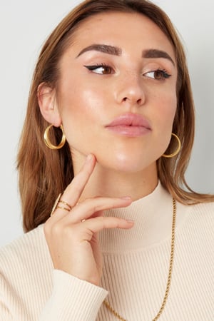 Earrings half plain/half print small - Silver Color color h5 Picture4