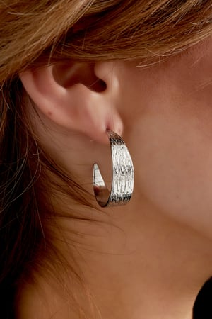 Earrings half round with print small - Silver Color color h5 Picture4