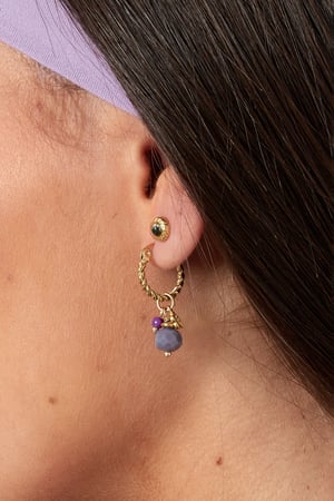 Earrings twisted purple stone - Silver color/purple h5 Picture3