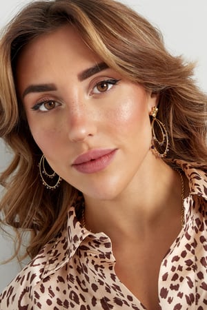 Orecchini ovali con perline - Colore oro/nero h5 Immagine2