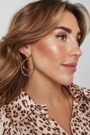 Orecchini ovali con perline - Colore oro/nero h5 Immagine4