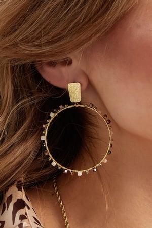 Orecchini rotondi con perline - Colore oro/blu h5 Immagine3