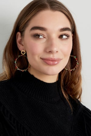 Earrings with beads - Gold color/beige h5 Picture2