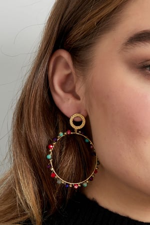 Earrings with beads - Gold color/beige h5 Picture3