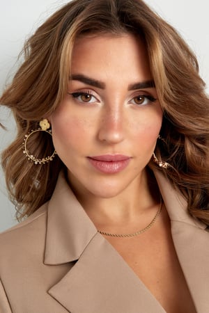 Orecchini trifoglio con perline - Colore oro/grigio h5 Immagine2