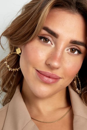 Orecchini trifoglio con perline - Colore oro/grigio h5 Immagine4