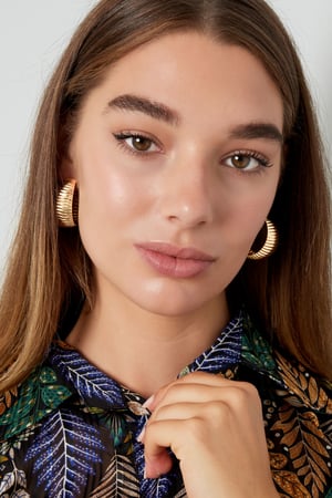 Earrings coarse stripes print - Silver Color color h5 Picture2