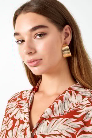 Earrings round print - Silver Color color h5 Picture4
