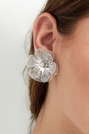 Statement-Ohrring mit Blumenstein – Goldfarbe - Goldfarbefarbe h5 Bild3