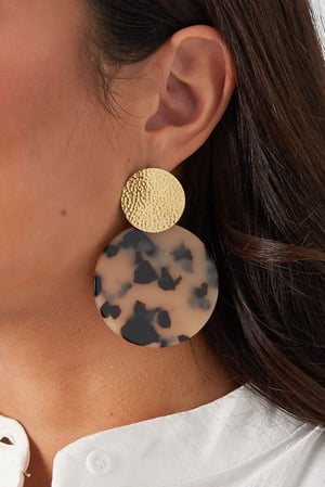 Statement earrings with print - Gold color/camel h5 Picture3
