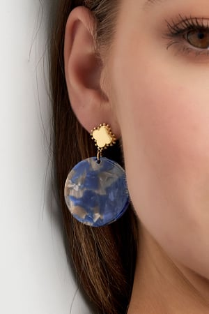 Earrings clover with circle - Gold color/green h5 Picture3