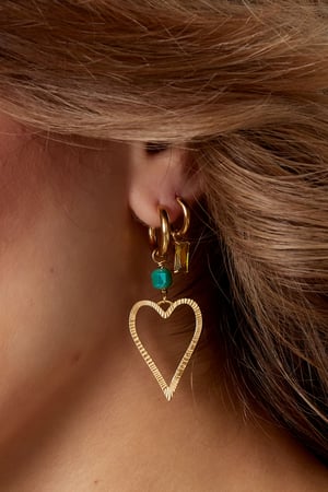Earrings heart with stone - Gold color/lilac h5 Picture3