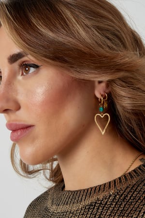 Earrings heart with stone - Gold color/lilac h5 Picture4