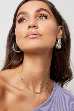 Earrings stripe detail - Silver Color color h5 Picture4