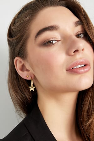 Elongated earrings with star - Silver Color color h5 Picture2