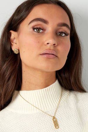 Stud earrings colorful leaf - Gold color/bright green h5 Picture4