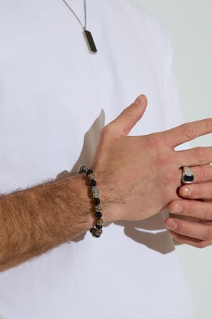 Men's bracelet beaded buddha details - gray h5 Picture3
