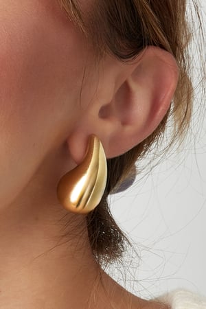 Women's Thick Dome Drop Earrings Made of Stainless Steel - Medium h5 Picture3