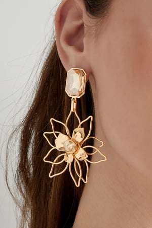 Funkelnde Ohrringe mit Blumenanhänger – grün h5 Bild3