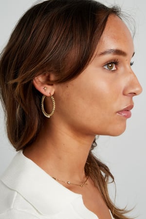 Stainless Steel Large Circle Pearl Bead Earrings - Silver Color color h5 Picture4
