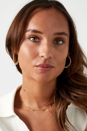 Stainless Steel Large Circle Pearl Bead Earrings - Silver Color color h5 Picture2