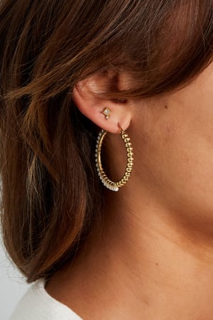 Stainless Steel Large Circle Pearl Bead Earrings - Silver Color color h5 Picture3