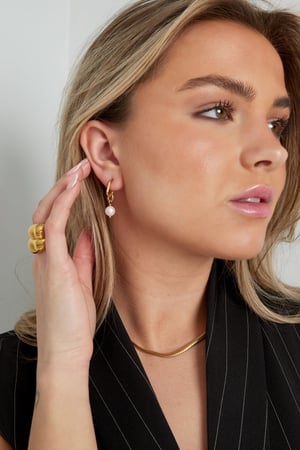 Classic earring pearl charm - Silver Color color h5 Picture2