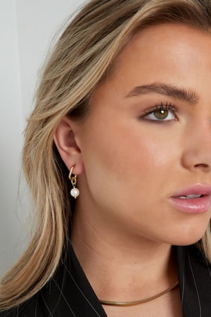 Classic earring pearl charm - Silver Color color h5 Picture4