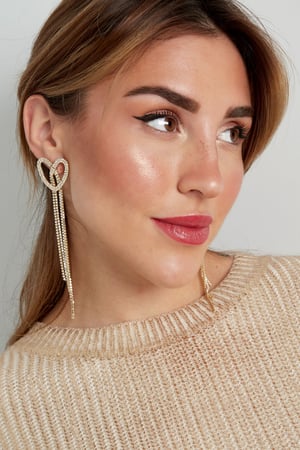 Earrings sparkly heart Gold Color - zircon copper h5 Picture4