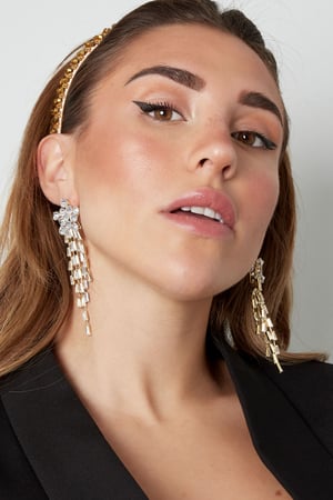 Earrings sparkly star Gold Color - zircon copper h5 Picture2