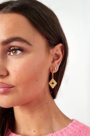Stud earrings vintage look with stones - Silver Color color h5 Picture3