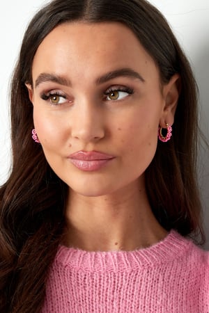 Stainless Steel Glass Beads Circle Earrings- White h5 Picture4