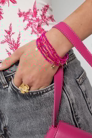 Double bracelet with flower charms - pink/Gold color h5 Picture2