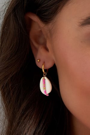 Stainless Steel Drop Earrings with Seashell and Glass Beads - Multicolored h5 Picture3