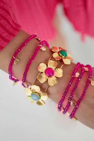 Böhmisches Blumenarmband mit Steinen – Goldfarbe - Goldfarbefarbe h5 Bild2