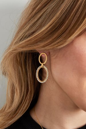Ovale Diamant-Charm-Ohrringe – Goldfarbe - Goldfarbefarbe h5 Bild3