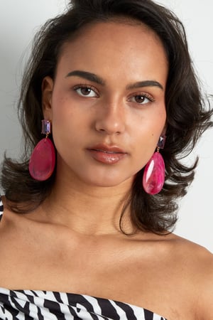 glass earrings with oval stone h5 Picture2
