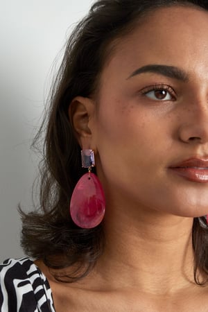 glass earrings with oval stone h5 Picture4