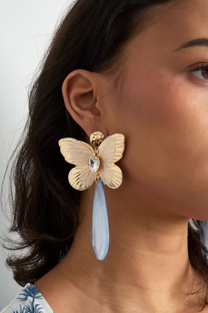 Butterfly charm earring with diamond h5 Picture3