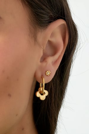 Einfache Ohrringe mit Kleeblatt-Anhänger – Goldfarbe - Goldfarbefarbe h5 Bild3
