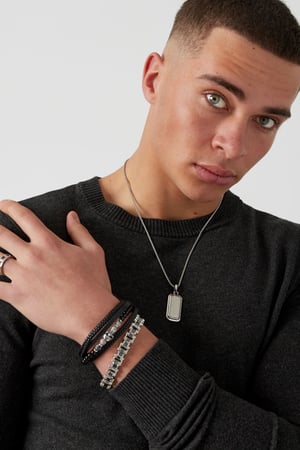 Simple linked men's bracelet - Silver Color color h5 Picture4