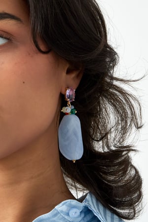 Statement beaded party earrings - pink/green  h5 Picture3