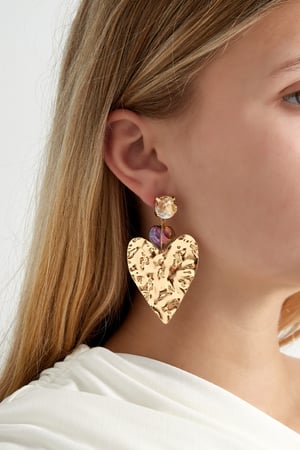 Grandi orecchini con dichiarazione d'amore - neri/Colore oro  h5 Immagine2