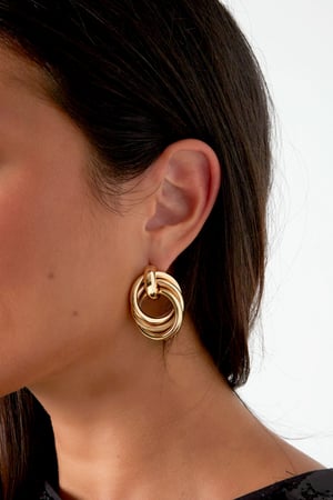 Gold color oversized button earrings h5 Picture3