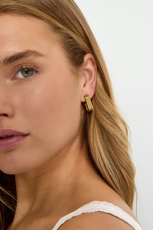 Rechteckige Edelstahl-Creolen, lässig-schlicht, für Damen. h5 Bild3