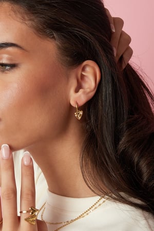 Earrings with heart-shaped pendant and zircon h5 Picture2