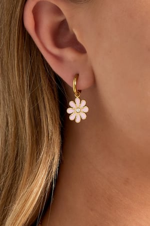 Pendientes colgantes de acero inoxidable con diseño de flores para uso diario. h5 Imagen2