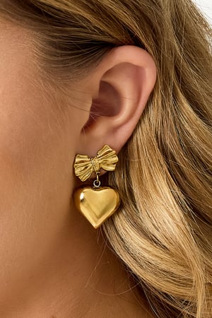 Bow earrings with hanging heart h5 Picture3