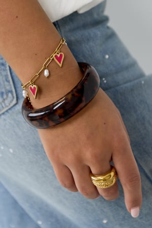 Link bracelet with pearls and heart charms h5 Picture2